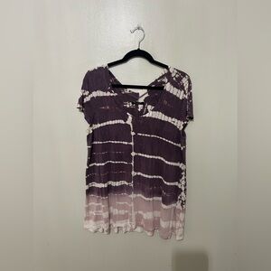 MAX JEANS | Purple Tie-Dye Short Sleeve Top